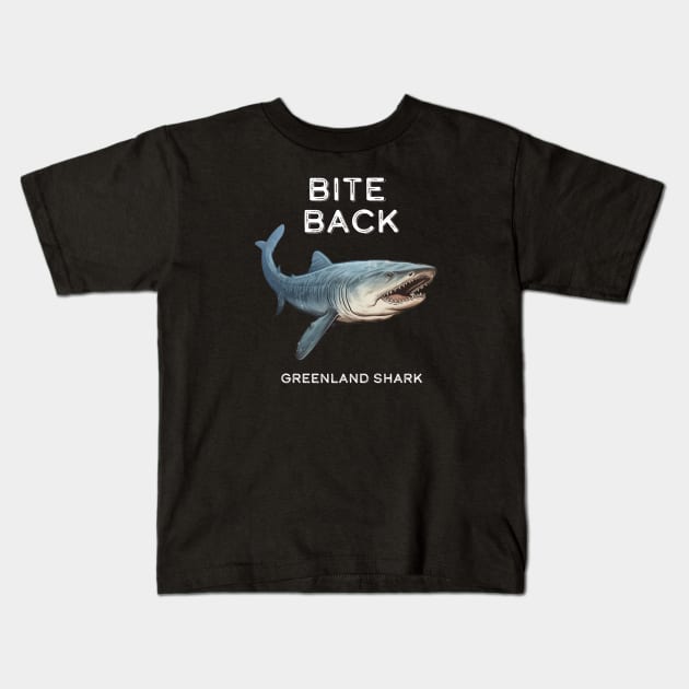 Greenland Shark Bite Back Kids T-Shirt by dinokate